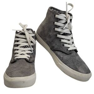 Vans Hi-Top Sneakers Women Size 6 Grey Suede Fair Isle Sweater Skater Streetwear